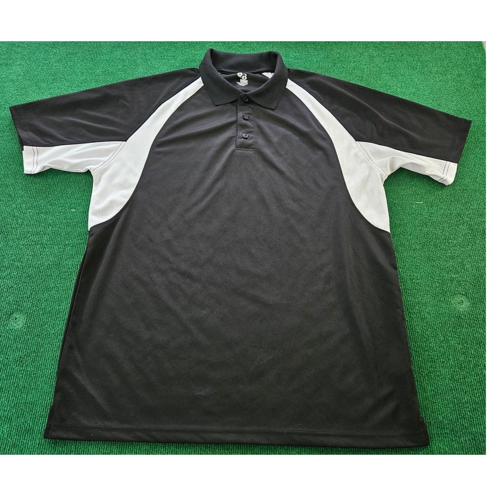 XL Black White Athletic Golf Polo Shirt Mens Short Sleeve